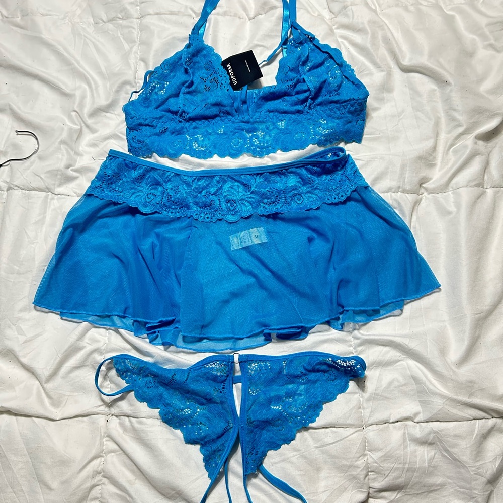 Blue Lace Lingerie Set